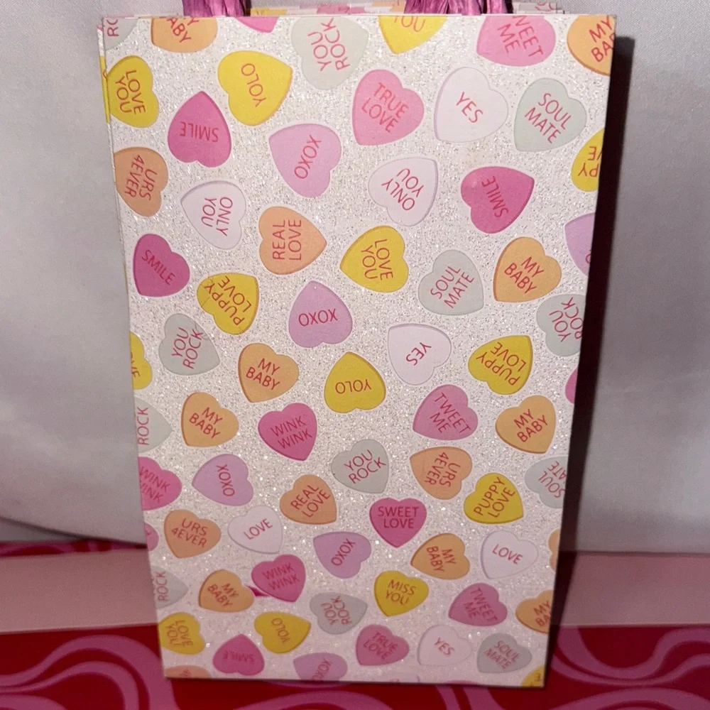 Conversation Hearts set of 13 Sparkly Gift bags Valentines Day